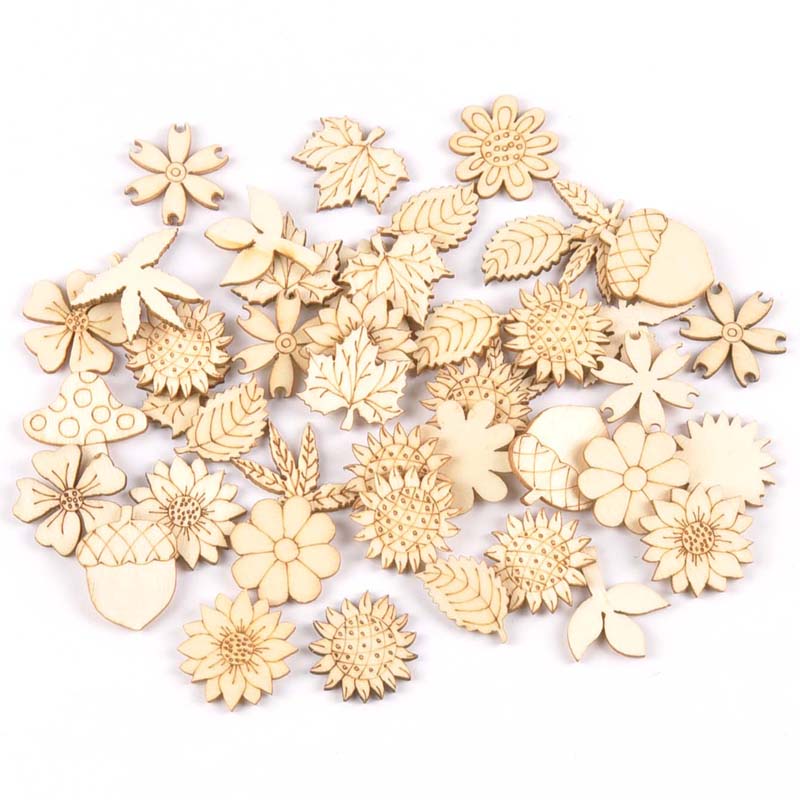 Craft Embellishments - 30 adet 25-30mm ahşap DIY aksesuarları