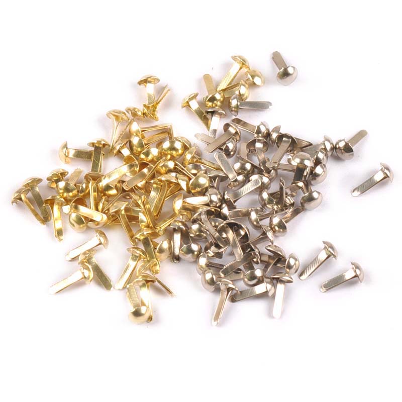Embellishments For Scrapbooking - 100 Adet karışık Gümüş/altın Yuvarlak Brad