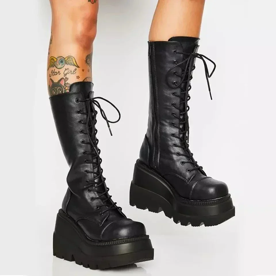 Punk Kadın Platform Çizmeler E - Guipure Lace Panel incelemesi ve fiyatı