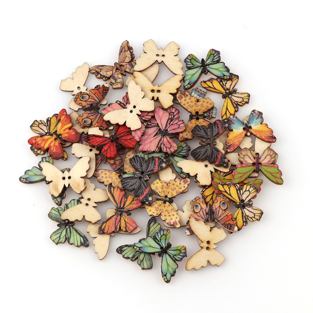 50 adet Kelebek ahşap düğme ka - Embellishments For Scrapbooking incelemesi ve fiyatı