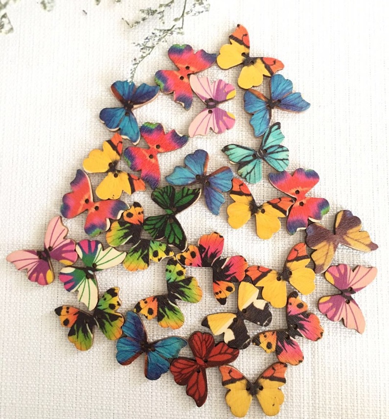 50 adet Kelebek ahşap düğme ka - Embellishments For Scrapbooking incelemesi ve fiyatı