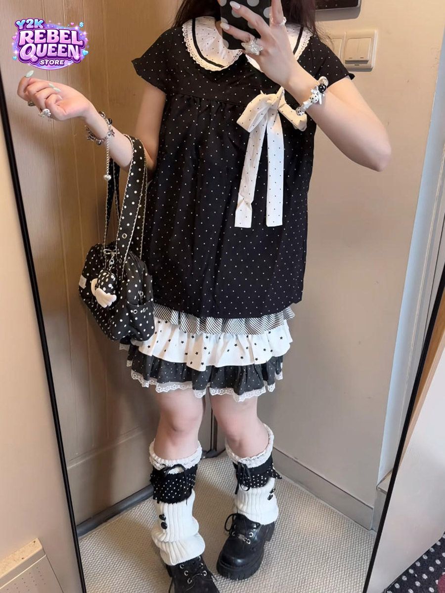 Y2K Kawaii Japon Puantiyeli 2  - Elastic Lace Trim incelemesi ve fiyatı